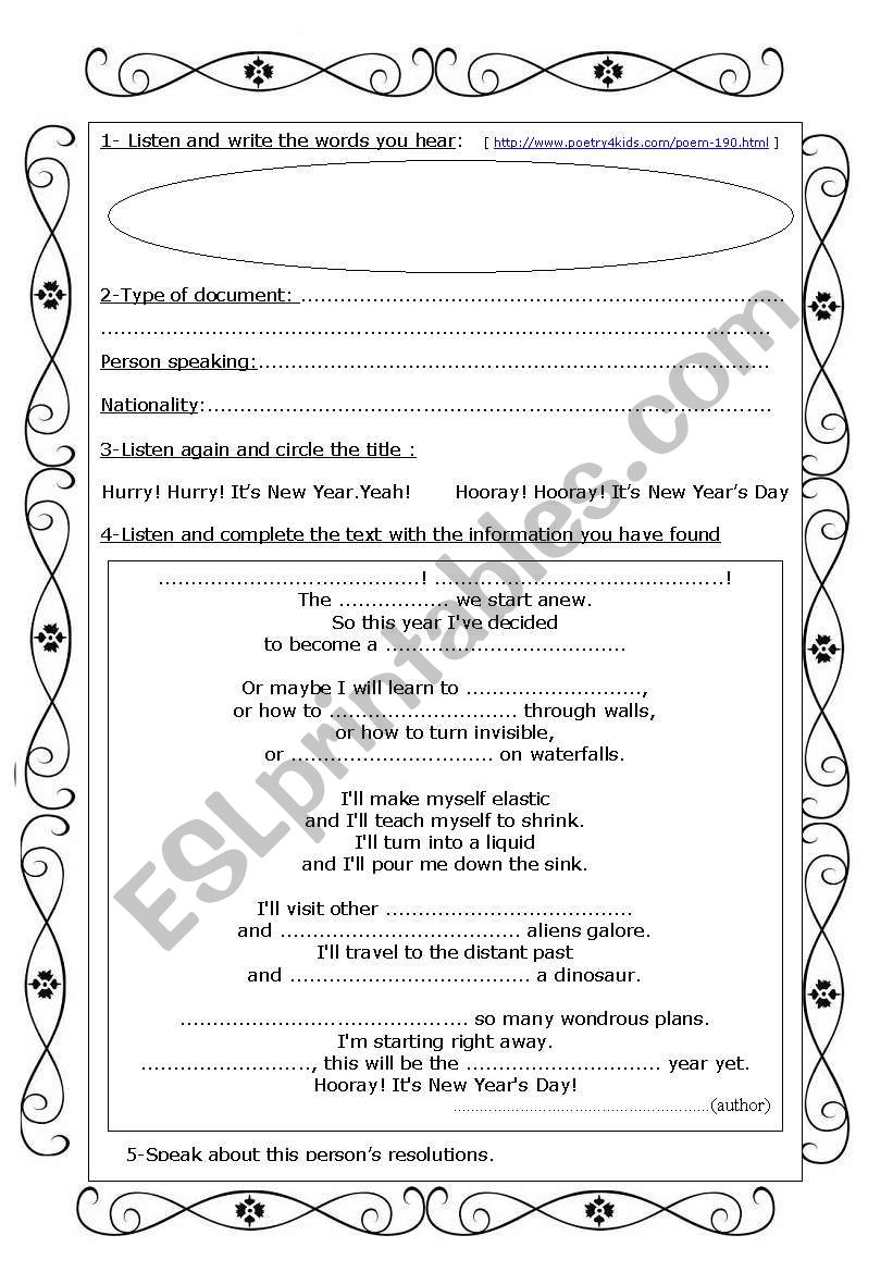 Happy New Year :  A funny poem for children [FULLY EDITABLE]